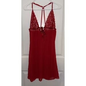 Fredericks of Hollywood Sheer Chemise Slip Size Medium Red Lacey Lingerie